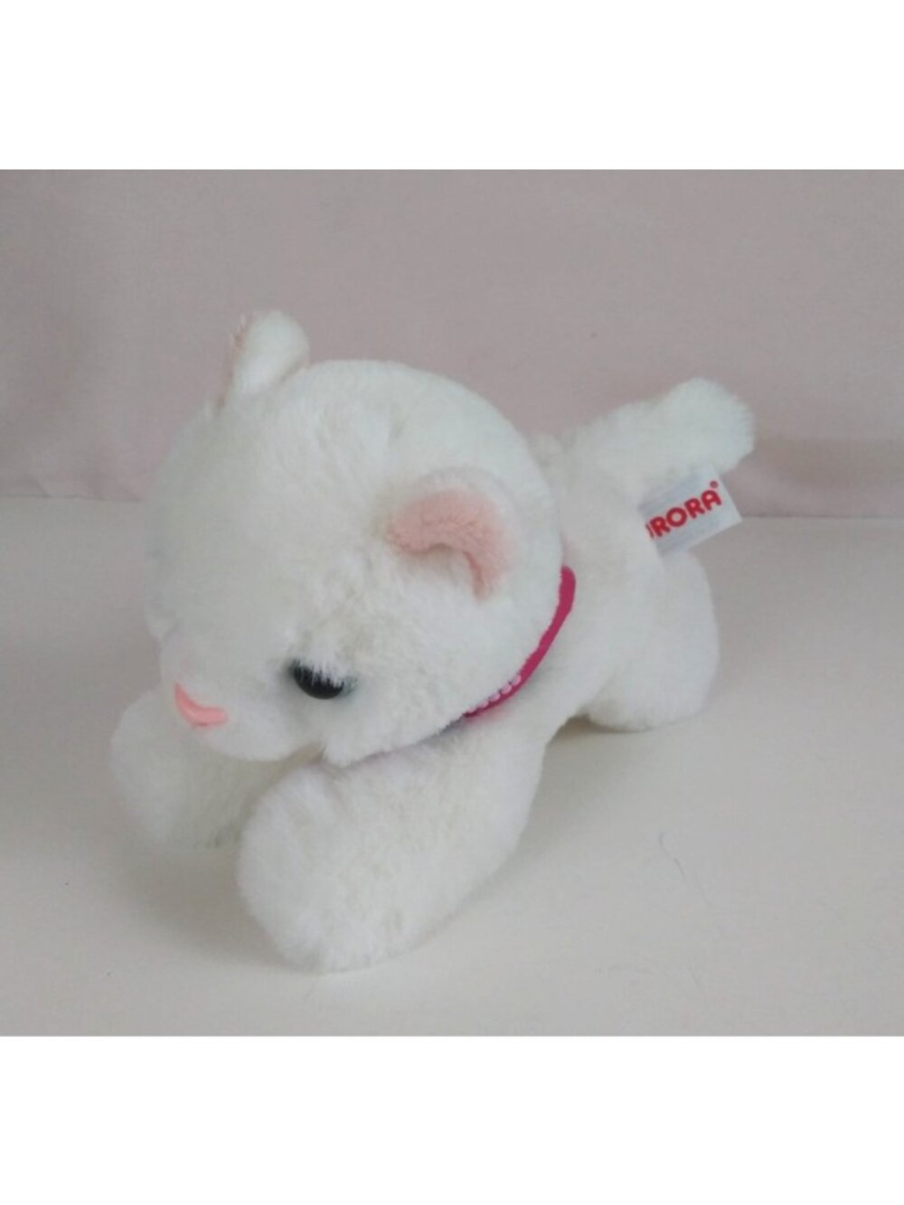 Aurora Soft White Kitten Wearing Colorful Beaded Collar 5" Plush